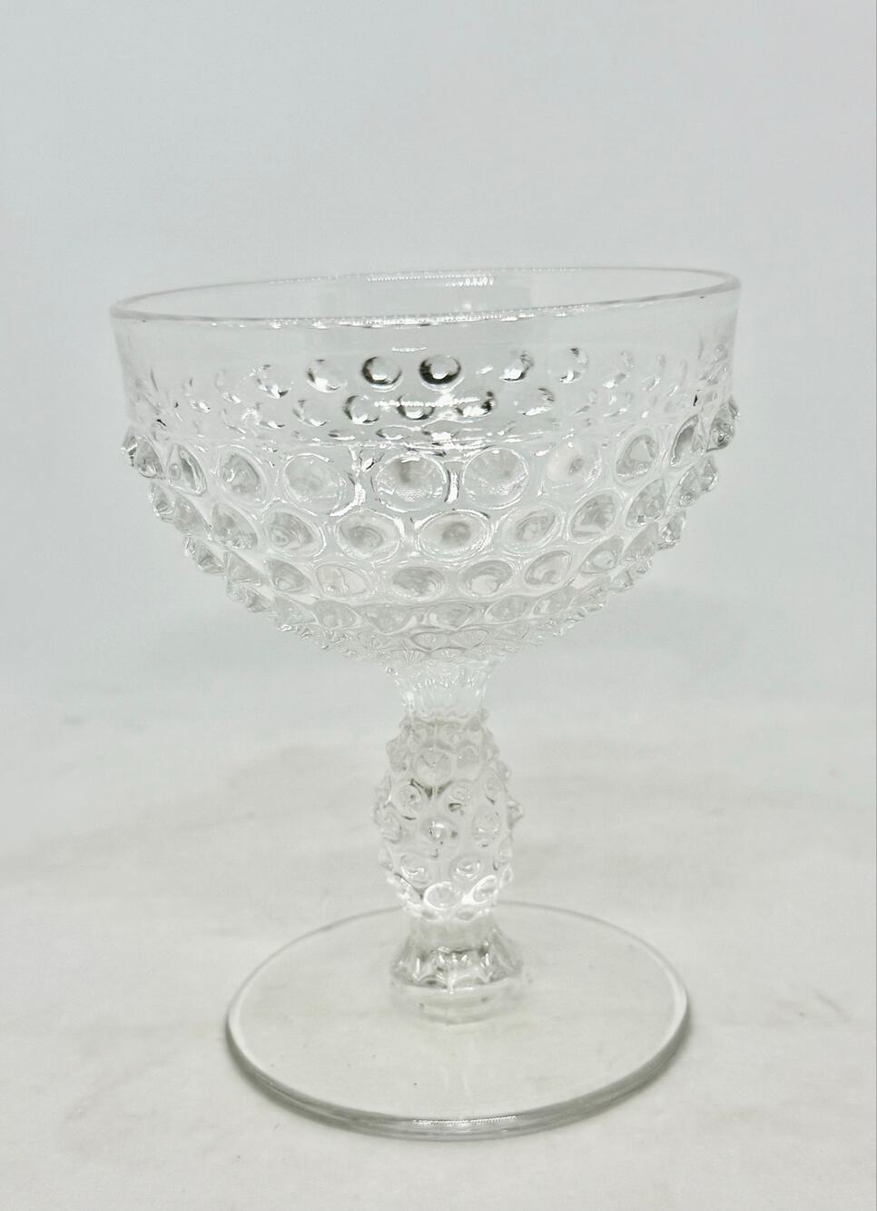 1930’s Duncan & Miller Hobnail Clear Pressed Glass 4 5/8” Champagne Tall Sherbet